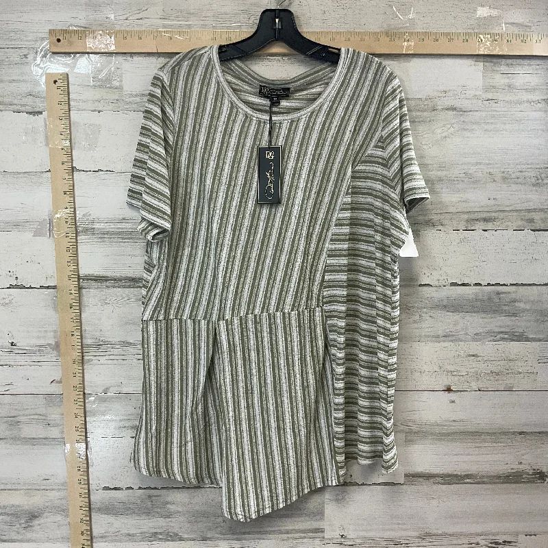 Classic And Versatile Green Top Short Sleeve Diane Gilman, Size 1x
