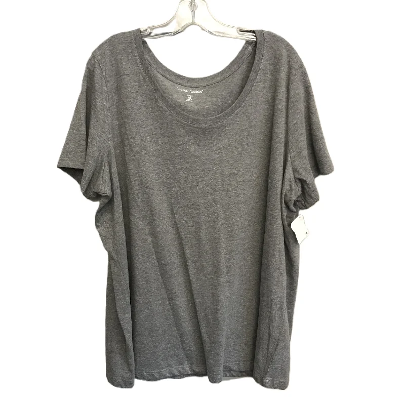Light Layers Grey Top Short Sleeve Basic By Woman Within, Size: 1x