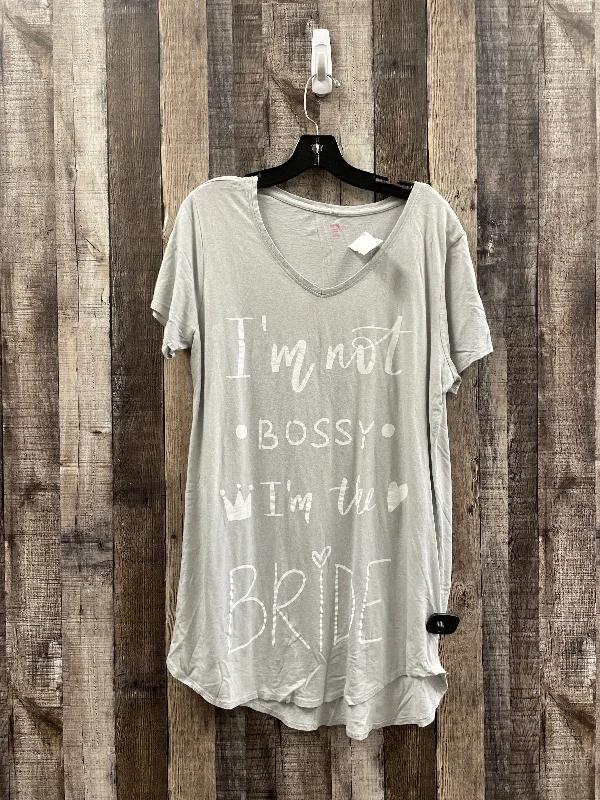 Classic Design Grey Top Short Sleeve Cme, Size 2x