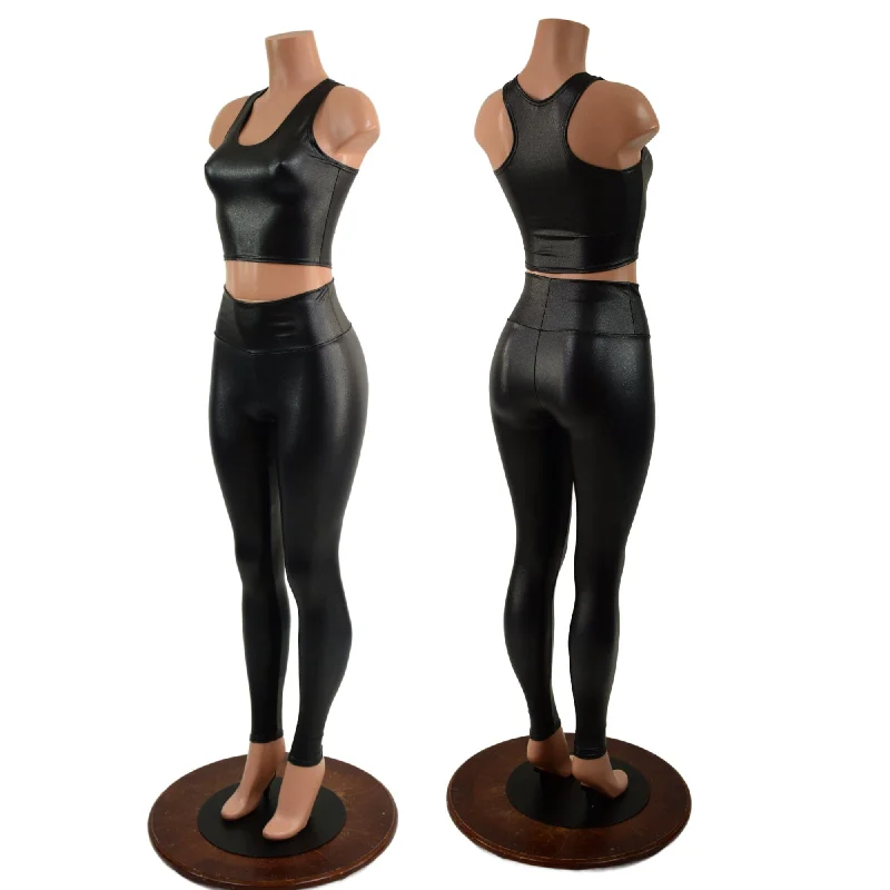 Personal Design High Waist Leggings and Racerback Crop Top in Stingray