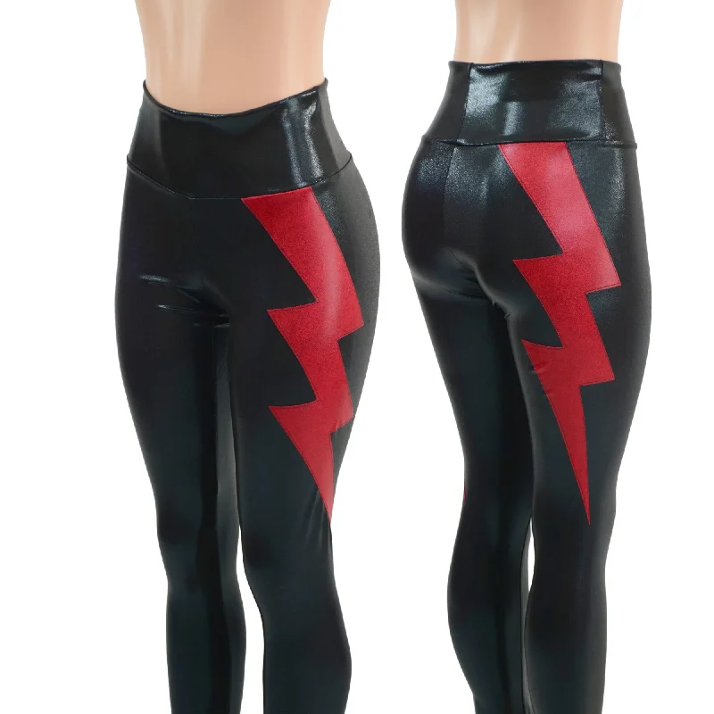 Luxury Temperament High Waist Leggings with Lightning Bolts