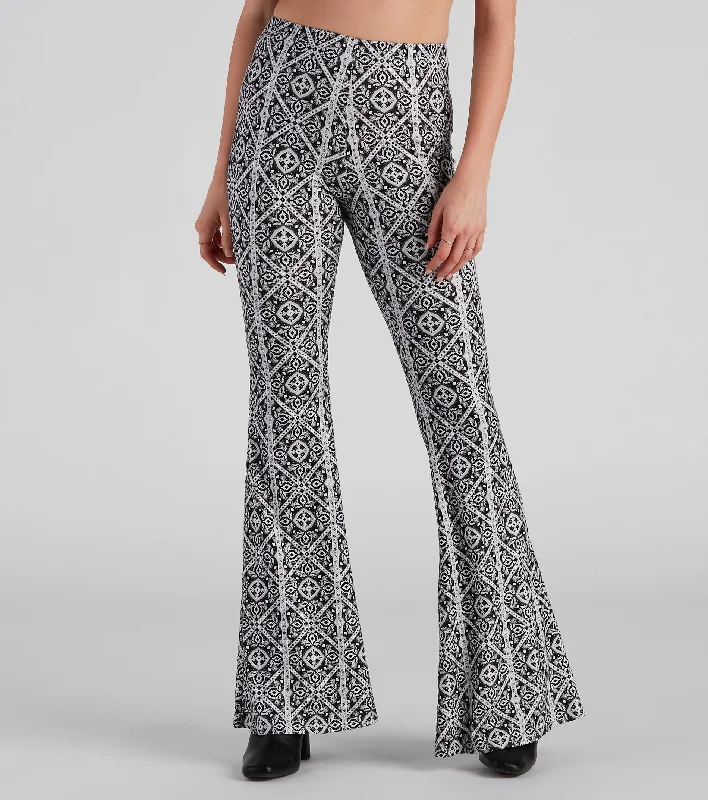 Minimal Style Kaleidoscope Boho Flare Pants