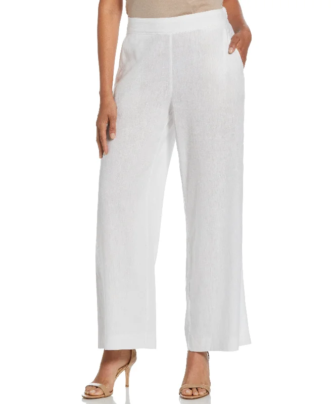 Age-reducing Style Linen Blend Wide Leg Flat Front Pant