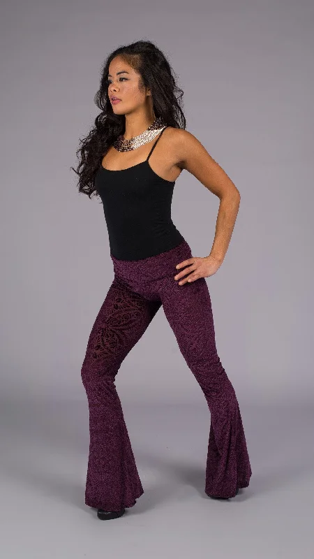 Effortless Outfits Plum Burnout Velvet Slim Bells