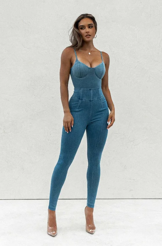 Exquisite Embroidery Medium Wash ALICE HIGH WAISTED JEANS