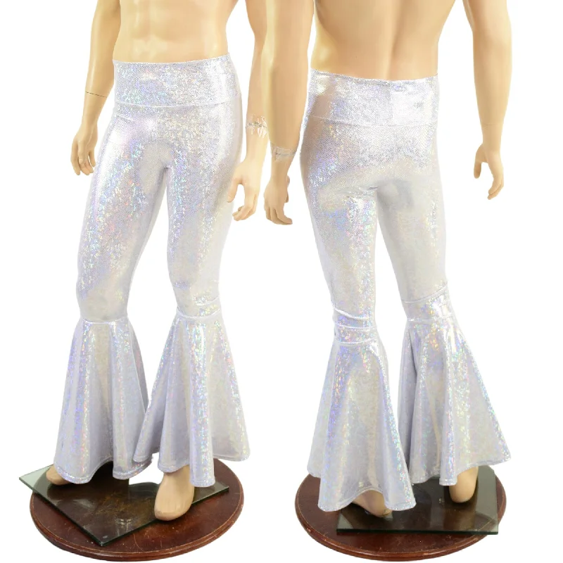 Sporty Comfort Mens White Kaleidoscope Bell Bottom Flares