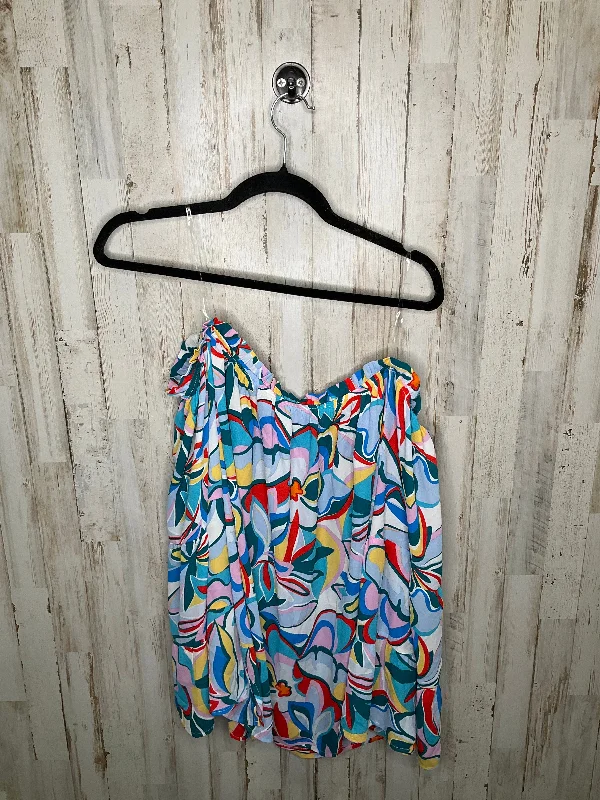 Tropical Style Multi-colored Top Short Sleeve Cmc, Size 2x