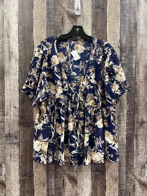 Casual Fit Multi-colored Top Short Sleeve Shein, Size 3x