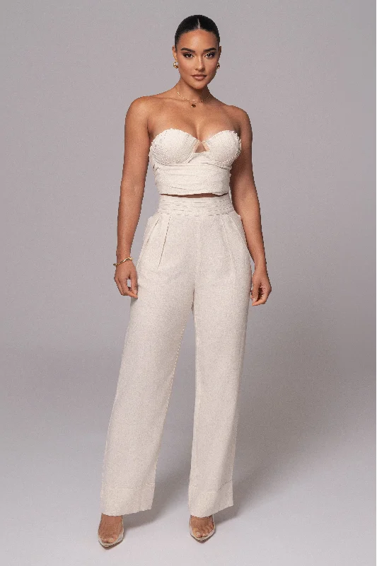 Luxe Comfort Natural Villa Views Linen Trousers