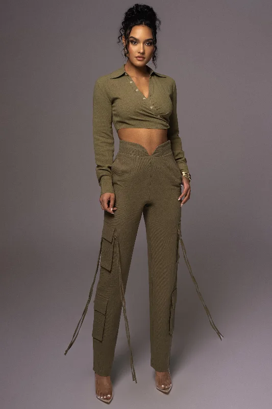 Energy Wear Olive Better Half Linen Utility Pants