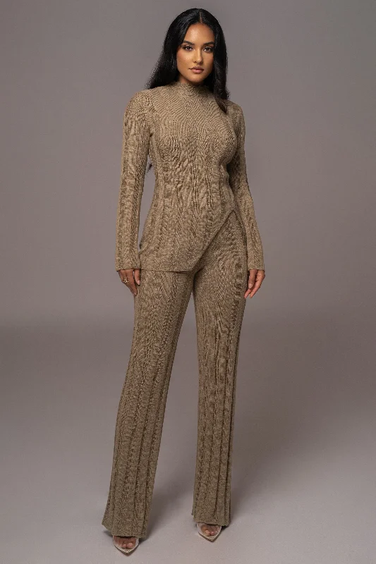 Unique Design Olive Take A Chance Ribbed Pant Set