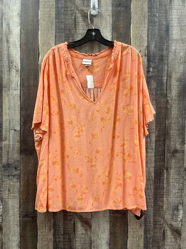 Cozy Knits Orange Top Short Sleeve Ava & Viv, Size 4x