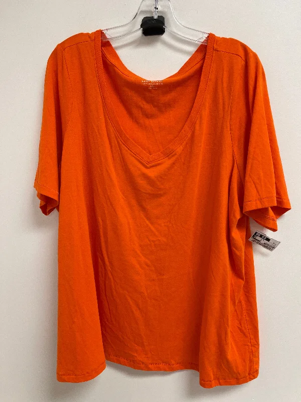 Easygoing Outfits Orange Top Short Sleeve Basic Lane Bryant, Size 3x