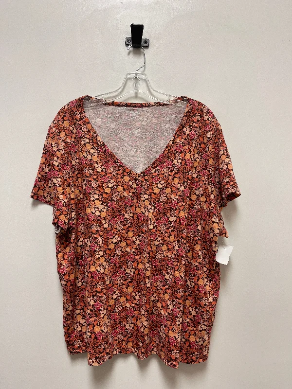 Mid-length Style Orange Top Short Sleeve Basic Old Navy, Size 2x