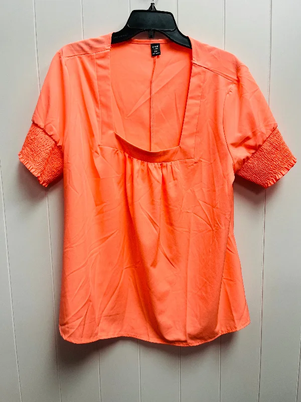 Thin Design Orange Top Short Sleeve Shein, Size 1x