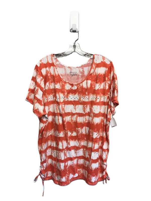 Luxury Customization Orange & White Top Short Sleeve By Lane Bryant, Size: 3x