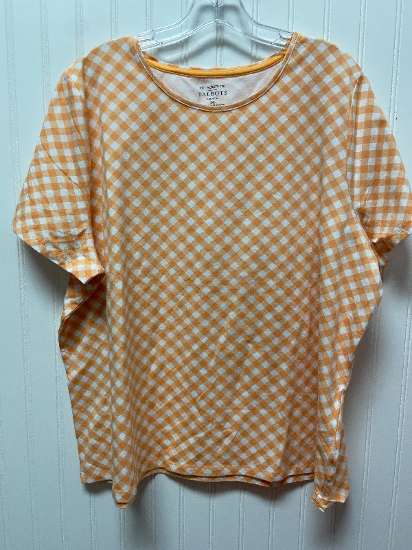 Cozy Fashions Orange & White Top Short Sleeve Talbots, Size 3x