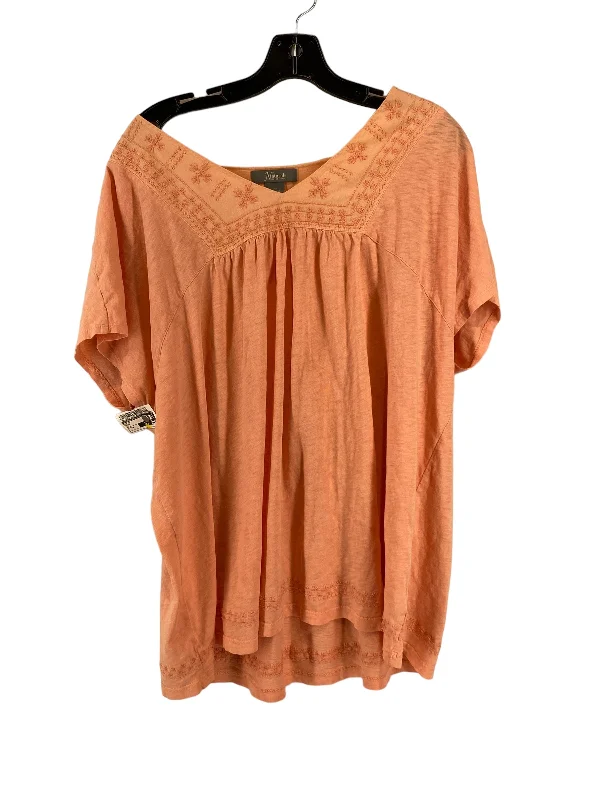 Relaxed Fashion Peach Top Short Sleeve Natural Instincts, Size 2x