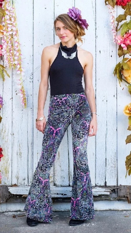 Smart Comfort Wear Pink Paisley Burnout Slim Bells