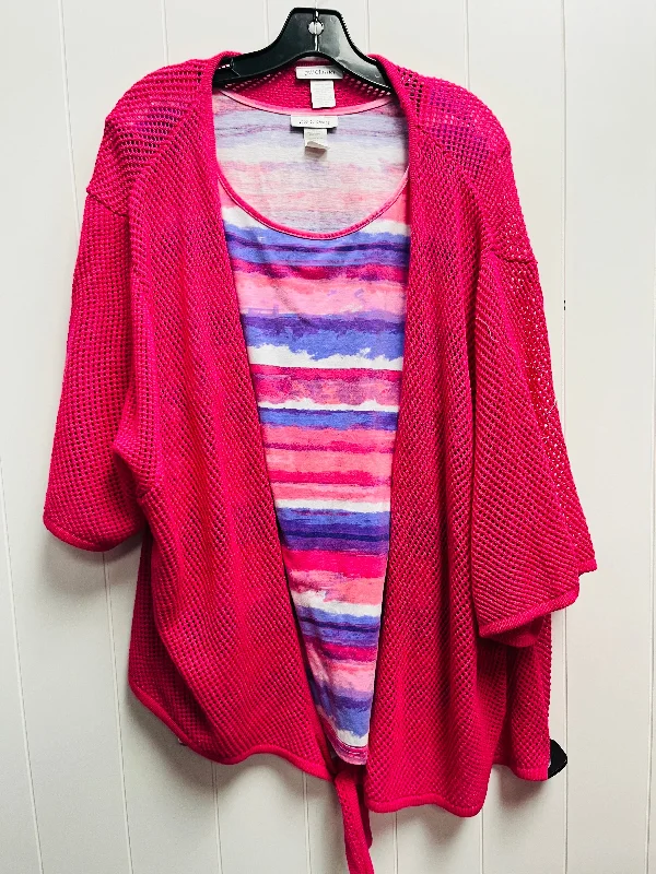 Denim Design Pink & Purple Top 2pc Short Sleeve Cw, Size 3x