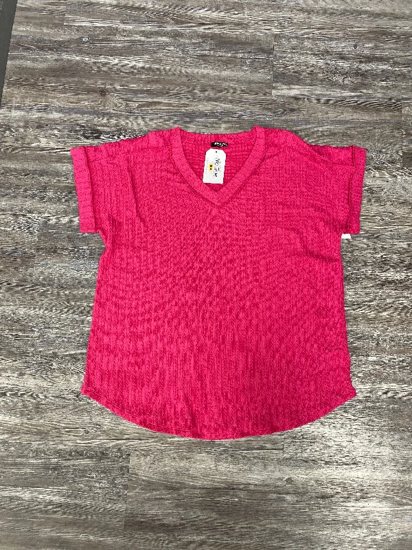 Integrated Design Pink Top Short Sleeve Basic Heimish Usa, Size 3x