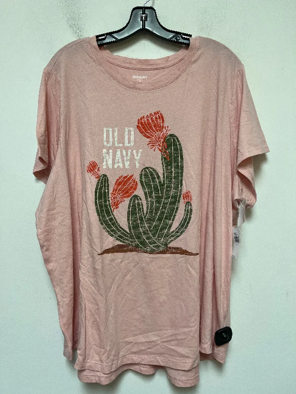 Bright Colors Pink Top Short Sleeve Basic Old Navy, Size 3x