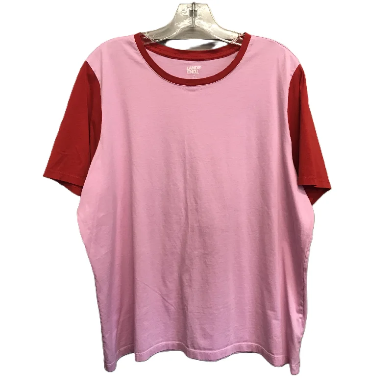 Soft Knitwear Pink Top Short Sleeve By Lands End, Size: 1x