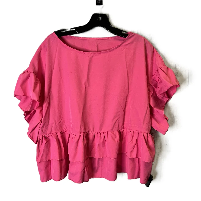 All-Day Outfits Pink Top Short Sleeve By Shein, Size: 2x
