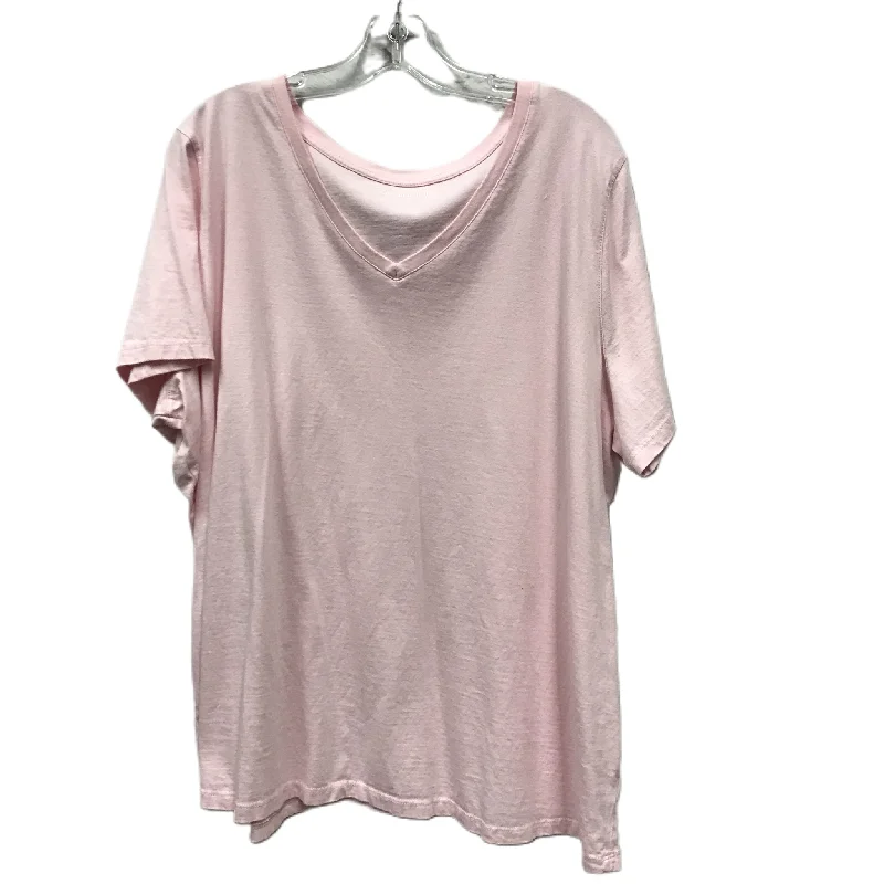 Romantic Temperament Pink Top Short Sleeve By Woman Within, Size: 2x