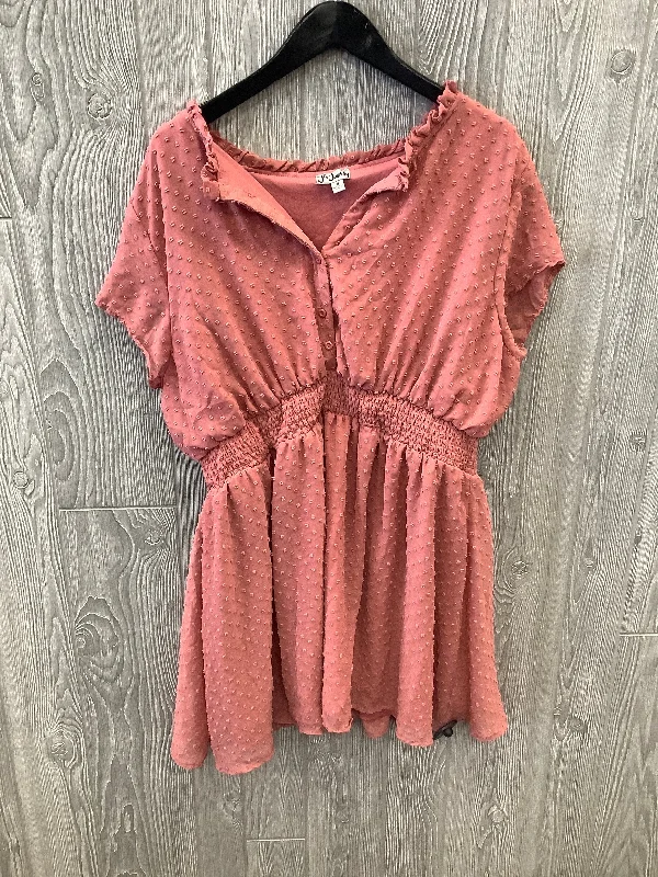 End Of The Year Pink Top Short Sleeve J For Justify, Size 3x