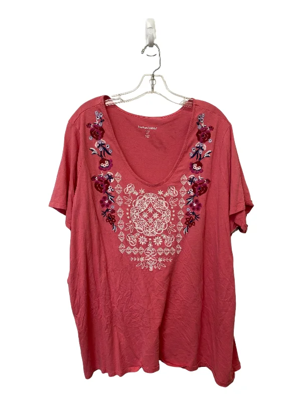 Sports Style Pink Top Short Sleeve Woman Within, Size 3x
