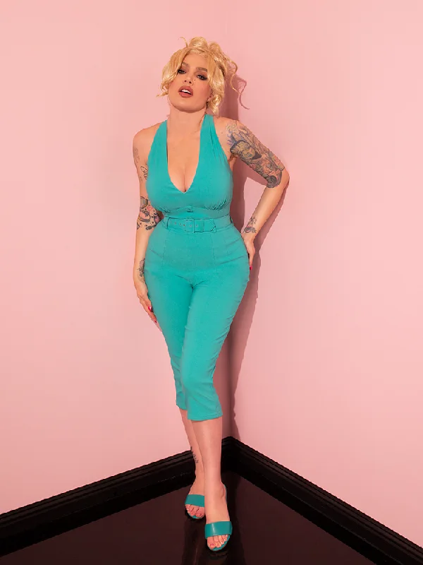 Diamond Series Capri Pants in Turquoise - Vixen by Micheline Pitt