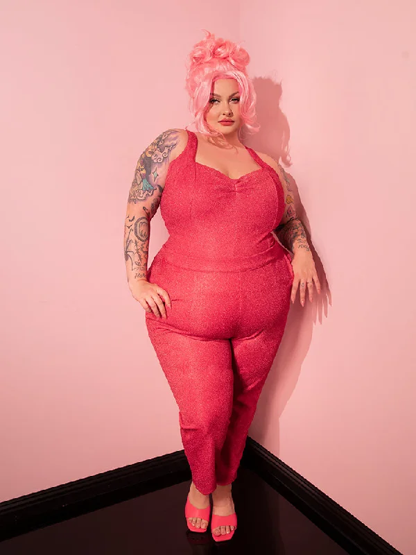 Romantic Data FINAL SALE - Cigarette Pants in Candy Pink Lurex - Vixen by Micheline Pitt Romantic Data FINAL SALE - Cigarette Pants in Candy Pink Lurex - Vixen by Micheline Pitt
