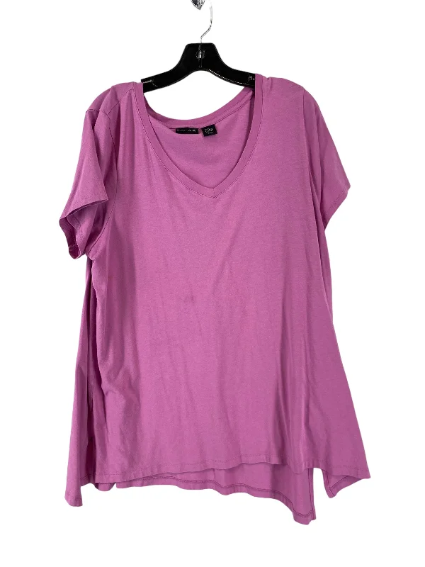 Weekend Comfort Purple Top Short Sleeve Basic Tahari By Arthur Levine, Size 2x
