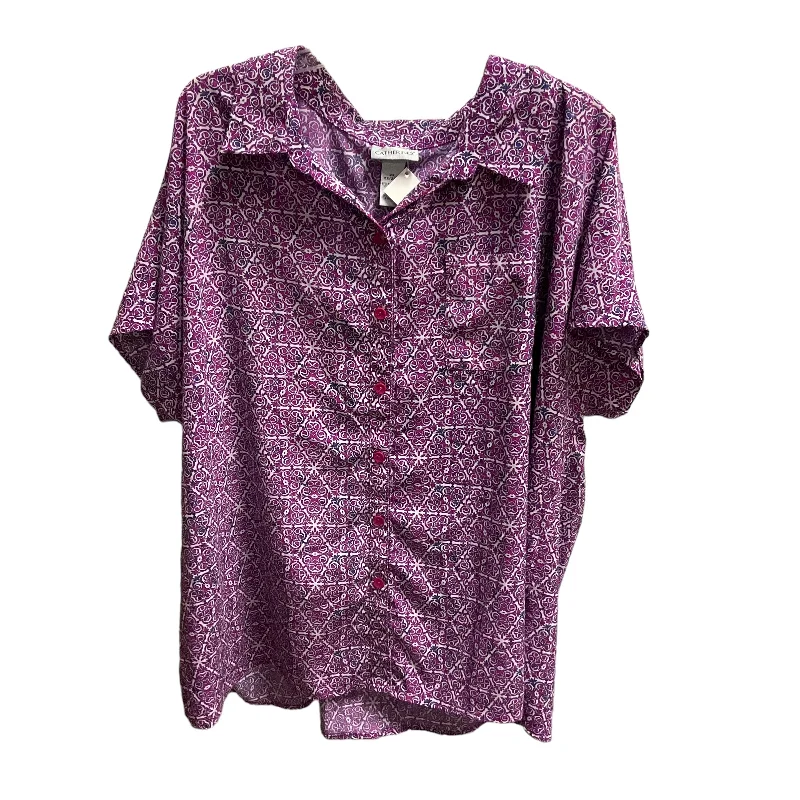 Modern Chic Purple Top Short Sleeve Catherines, Size 2x