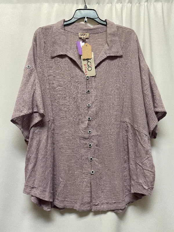 Lounge Chic Purple Top Short Sleeve Gigio, Size 1x