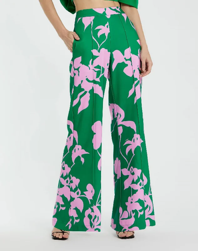 High-end Design Printed High Waisted Wide Leg Trouser Pant