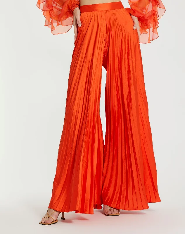 American Style Pleated Charmeuse Wide Leg Pants - FINAL SALE