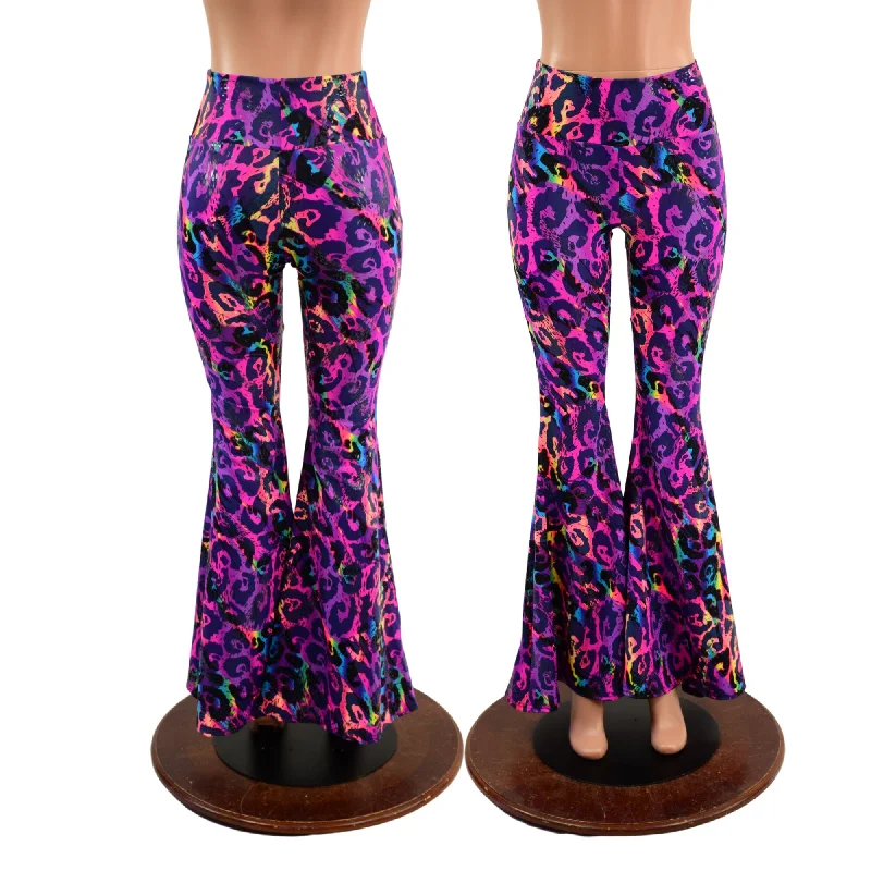 Breezy Comfort Rainbow Leopard High Waist Solar Flares