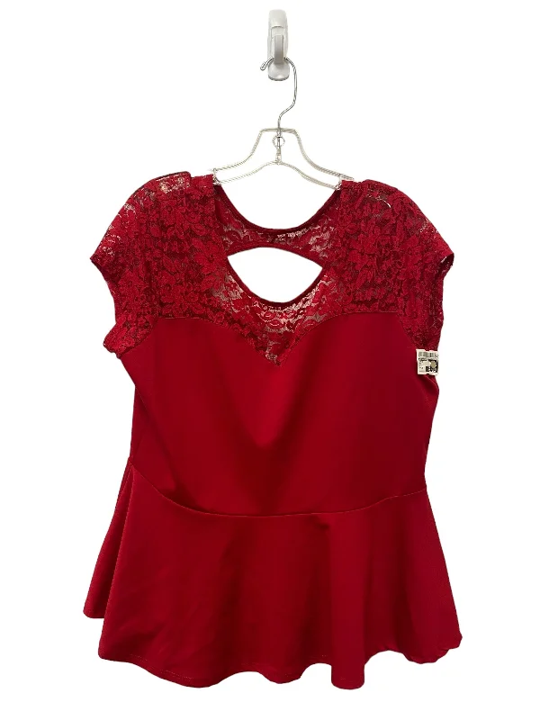 Versatile Itinerary Red Top Short Sleeve Ambiance Apparel, Size 2x