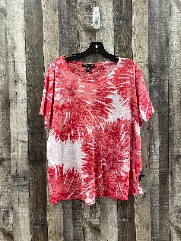 Casual Chic Outfits Red & White Top Short Sleeve Inc, Size 2x