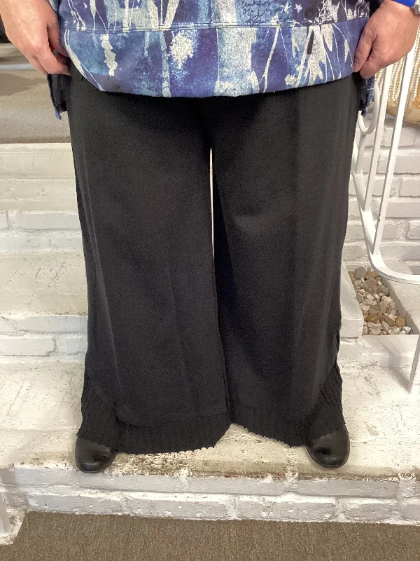 Effortless Dressing RIB CONTRAST PANT - JET BLACK