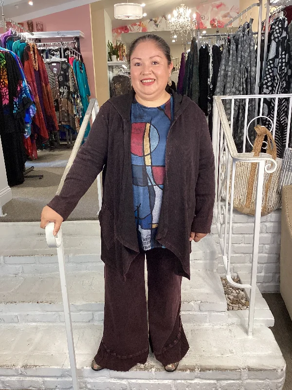 Soft Looks RIB CONTRAST PANT - WINE