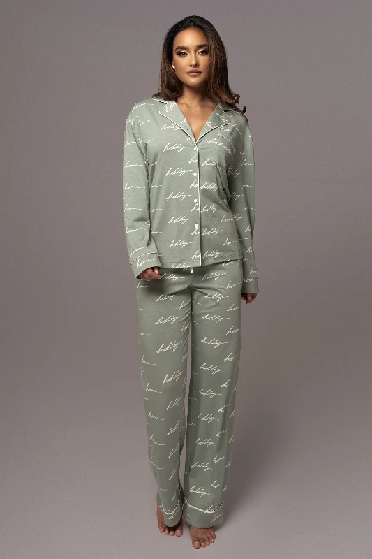 All-Day Style Sage Home For The Holidays Adult Pajama Set