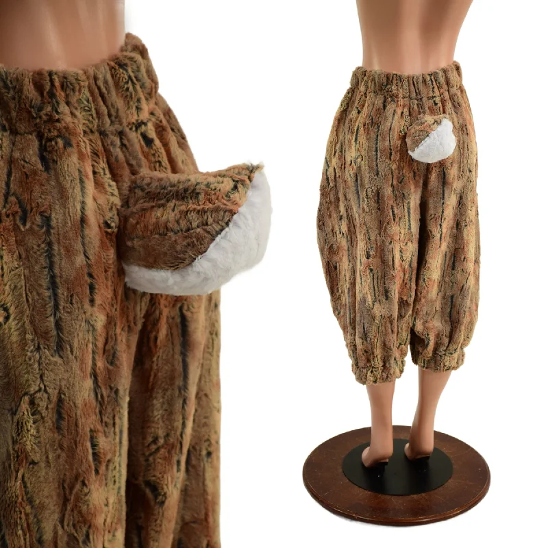 Fashion Expert Satyr Minky Faux Fur Pants with Tail in Amber Fox