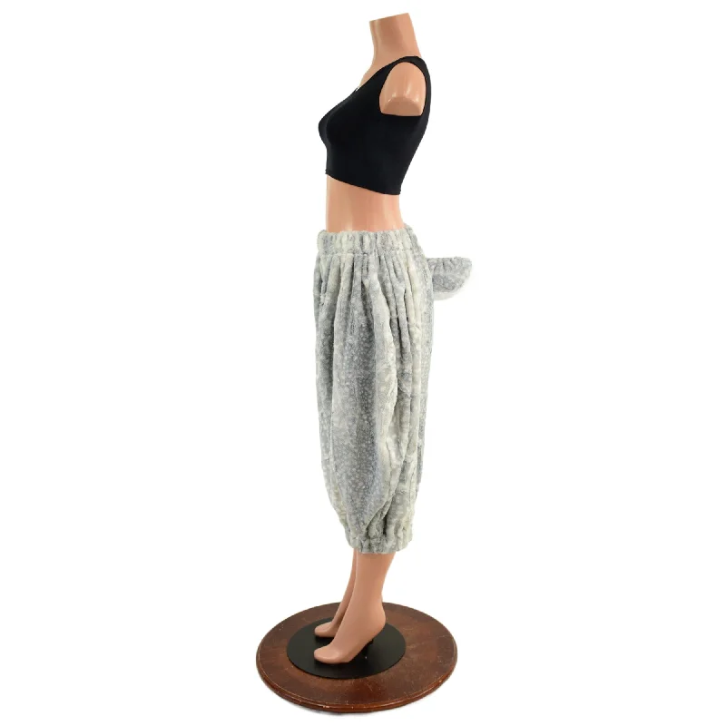 Casual Choice Satyr Minky Faux Fur Pants with Tail in Silver Fawn