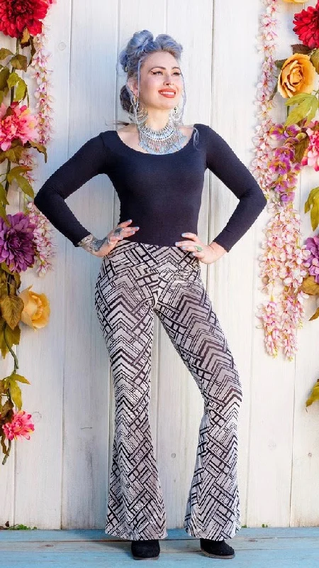 Comfortable down Silver Chevron Burnout Velvet Slim Bells