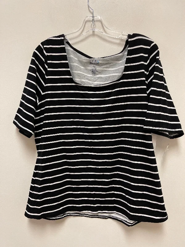 Relaxed And Casual Striped Pattern Top Short Sleeve Croft And Barrow, Size 2x