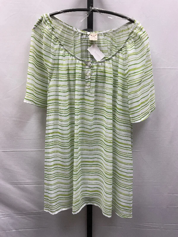 Timeless Comfort Striped Pattern Top Short Sleeve Faded Glory, Size 2x