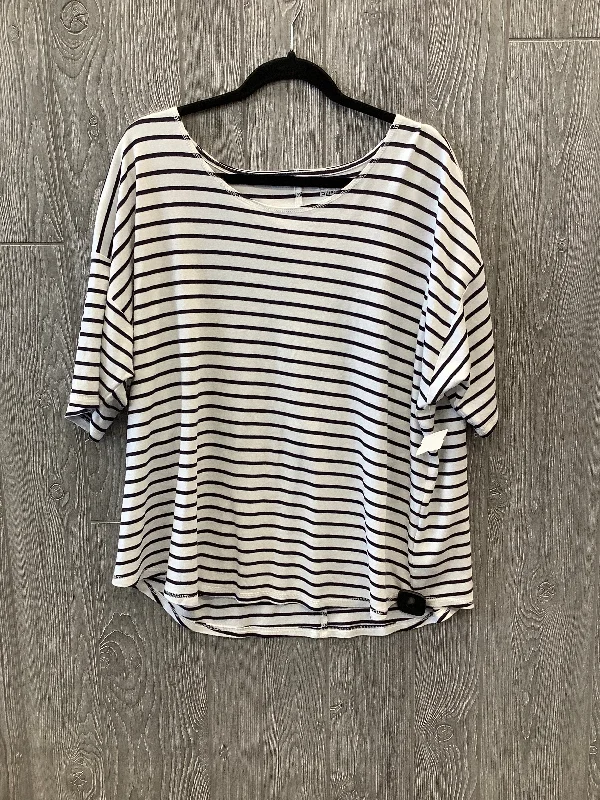 Easy-to-Wear Striped Pattern Top Short Sleeve Lands End, Size 3x